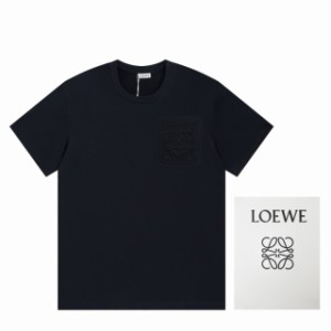 LOEWE ネオン刺繍蛍光ピンク半袖Tシャツ 並行輸入品