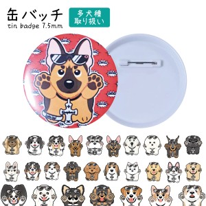 缶バッチ 犬 75mm 小型犬 中型犬 大型犬 トイプードル チワワ ダックスフンド シーズー パグ パピヨン フレンチブルドッグ 柴犬 コーギー