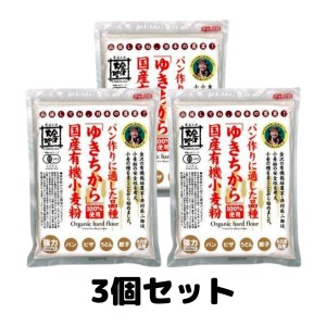 金沢大地 国産有機小麦粉 強力粉 ゆきちから 500g 小麦粉 3個