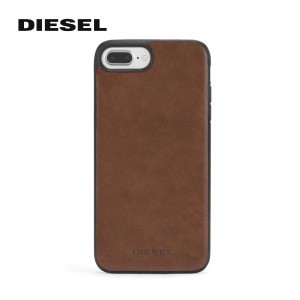 ディーゼル iPhone X XS ブラウンレザー スナップケース DIESEL