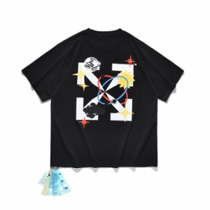 OFF-WHITE オフホワイト Tシャツ スウェット シャツ カジュアル プリント 男女兼用 ゆったり 半袖 コットン tシャツ 送料無料