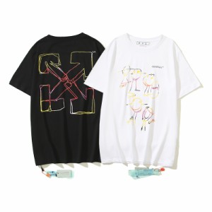 OFF-WHITE オフホワイト Tシャツ スウェット シャツ カジュアル プリント 男女兼用 ゆったり 半袖 コットン tシャツ 送料無料