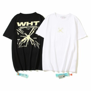 OFF-WHITE オフホワイト Tシャツ スウェット シャツ カジュアル プリント 男女兼用 ゆったり 半袖 コットン tシャツ 送料無料