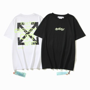 OFF-WHITE オフホワイト Tシャツ スウェット シャツ カジュアル プリント 男女兼用 ゆったり 半袖 コットン tシャツ 送料無料