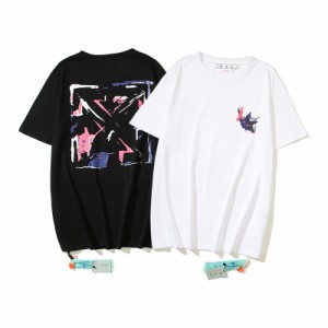 OFF-WHITE オフホワイト Tシャツ スウェット シャツ カジュアル プリント 男女兼用 ゆったり 半袖 コットン tシャツ 送料無料