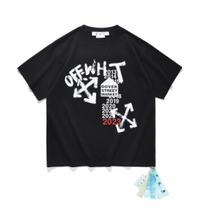 OFF-WHITE オフホワイト Tシャツ スウェット シャツ カジュアル プリント 男女兼用 ゆったり 半袖 コットン tシャツ 送料無料