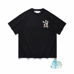 OFF-WHITE オフホワイト Tシャツ スウェット シャツ カジュアル プリント 男女兼用 ゆったり 半袖 コットン tシャツ 送料無料