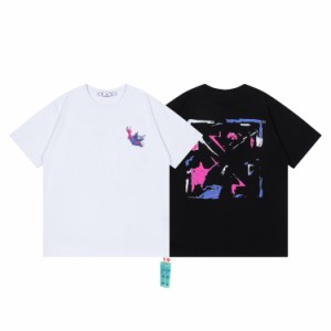 OFF-WHITE オフホワイト Tシャツ スウェット シャツ カジュアル プリント 男女兼用 ゆったり 半袖 コットン tシャツ 送料無料