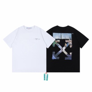 OFF-WHITE オフホワイト Tシャツ スウェット シャツ カジュアル プリント 男女兼用 ゆったり 半袖 コットン tシャツ 送料無料