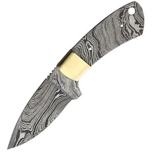 Knifemaking ナイフブレード 真鍮製ガード付き ダマスカス鋼 ドロップポイントブレード BL143D[bbl143dr]