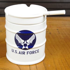 ドラム缶 灰皿 US AIR FORCE 陶器製 ホワイト[ha885580002]