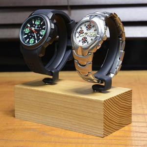 腕時計スタンド Ｇ型 2本用 木製台座 ウォッチスタンド タモ材[net034]