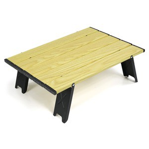 折り畳み式テーブル 四つ脚型 ロールテーブル 屋外用 キャンプ バーベキュー [ ウッド ][ra09118]