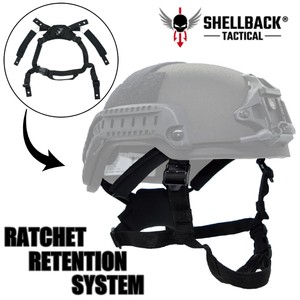 SHELLBACK TACTICAL ヘルメット用ストラップ ワイヤー内蔵 ラチェットダイヤル式[sbtdrhbk]