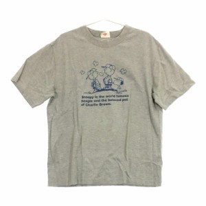 【01712】 PEANUTS ピーナッツ 半袖Tシャツ LL グレー オーバーサイズ 美品 スヌーピー 灰色 丸首 シンプル かわいい