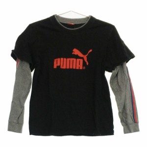 【01832】 PUMA プーマ トップス Tシャツ 長袖Tシャツ 重ね着風 150cm 黒 グレー 長そで アンサンブル風 キッズ 子供服 スポーティー 運