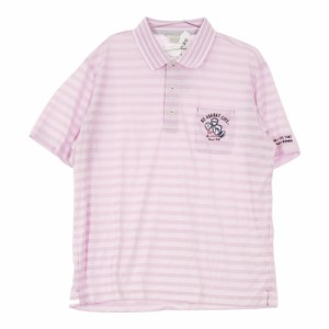 【03223】新古品 adabat アダバット トップス 3L ピンク ストライプ ポロシャツ 半袖 未使用 タグ付き シンプル