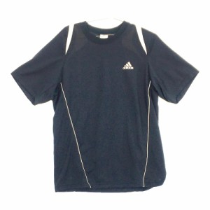 【05463】訳アリ品 adidas アディダス Tシャツ L ネイビー 紺 スポーツウェア 半袖 丸襟 ラウンドネック 高吸水性 スポーツに最適