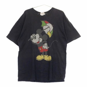 【05539】 PLASTIC TOYS 半袖 Tシャツ カットソー ワイド オーバーサイズ ミッキー ディズニー L ネイビー メンズ