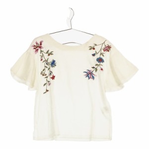 【09243】 CIAOPANIC チャオパニック トップス カットソー 半袖 Tシャツ 半袖Tシャツ 半袖ワイドTシャツ ホワイト 白 花柄 シンプル 可愛
