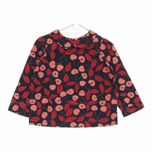 【11909】美品 BonPoint トップス 3 96センチ BLACK RED 良品 ボンポワン 7分袖 Tシャツ 7分袖Tシャツ さくらんぼ 子供服 キッズ かわい