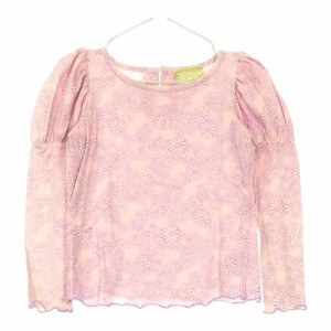 キッズ110 fafa トップス ピンク B品 訳あり品 カットソー 花柄 総柄 かわいい 女の子 長袖 薄手 パープル シンプル フェフェ【11940】