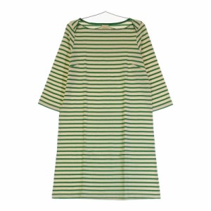 【12000】美品 NIMES ワンピース グリーン 良品 ニーム ロング シャツ ロングワンピース シャツワンピース ボーダー 緑 ワイド レディー