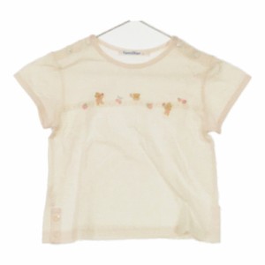 【12136】B品 Familiar トップス 90センチ ピンク 訳あり商品 ファミリア Tシャツ 半袖 半袖Tシャツ キッズ 子供服 クマ さくらんぼ 刺繍