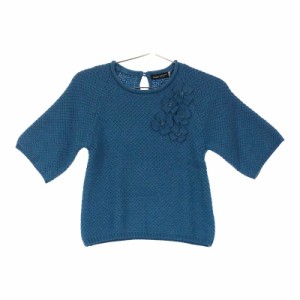 【12236】美品 BeBe トップス 120センチ ブルー 良品 べべ ニット セーター 半袖 半袖ニット 花 ローゲージ 子供服 キッズ かわいい 立体