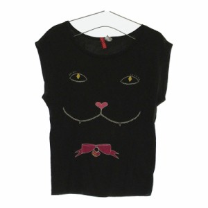 レディースUS2 DIVIDED H&M トップス ブラック Tシャツ プリント 猫 リボン 薄手 楽ちん ディヴァイディド エイチアンドエム【16179】