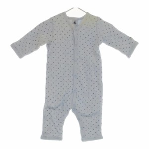 ベビー 男女兼用67 PETIT BATEAU トップス ロンパース カバーオール ライトブルー スナップボタン 切り替え 秋冬 プチバトー 【21248】