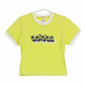 キッズM adidas 半袖Tシャツ 黄緑 イエローグリーン カジュアル ブランドロゴ アディダス 【21594】