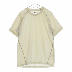 メンズM UNIQLO トップス シャツ 半袖シャツ Tシャツ 半袖Tシャツ カジュアルシャツ オフホワイト 丸ネック 通気性 ユニクロ 【21856】