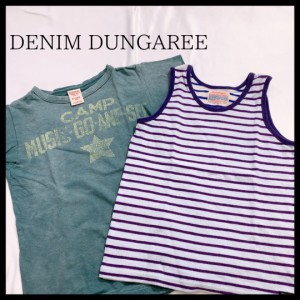 キッズ140 DENIM DUNGAREE セットアイテム Tシャツ タンクトップ お出かけ カジュアル コットン100 子供用 デニムダンガリー 【24193】