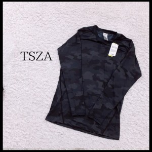 新古品 メンズXL TSZA トップス 長袖Ｔシャツ ブラック 黒色 タグ付き 三枚組 スポーツウェア 迷彩柄 インナーウエア 【24828】