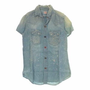 【tkL0000024】DENIM DUNGAREE デニム&ダンガリー デニムシャツ キッズ ペイント加工 キッズ 半袖 カジュアル SS 春夏