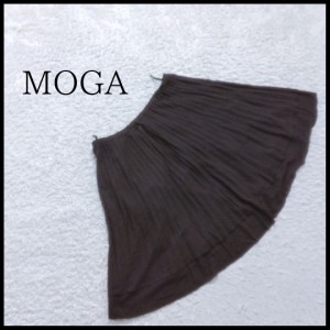 サイズ17 / 約XXXL レディース MOGA モガ スカート ブラウン 安い お買い得 プリーツ ファスナー シンプル 無地 大きめ エレガント