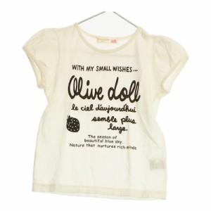 サイズ110 キッズ OLIVE des OLIVE オリーブデオリーブ 半袖Tシャツ カットソー ホワイト 安い お買い得 ロゴプリント 丸首 シンプル 男