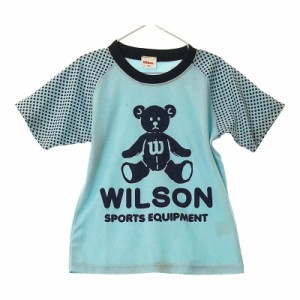 サイズ120 キッズ wilson ウィルソン 半袖Tシャツ カットソー ブルー 安い お買い得 スポーツ 熊 レジャー ラグラン アクティブ クルーネ