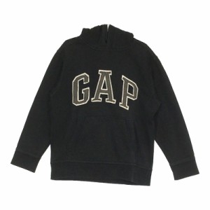 サイズ130cm キッズ GAP ギャップ パーカー フーディー ブラック 安い お買い得 カジュアル 胸ロゴ入り シンプル 人気 防寒 リブ 重ね着