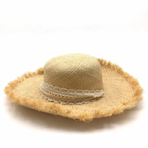 レディース CHENE DE MAISON シェヌデメゾン ハット 帽子 ナチュラルカラー 新古品 安い お買い得 麦わら帽子 ストローハット つば広 リ