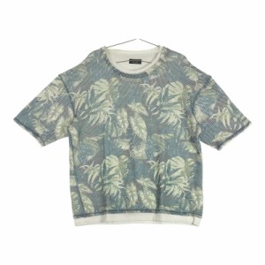 サイズL メンズ ZARA MAN ザラマン 半袖Tシャツ カットソー グリーン 安い お買い得 ボタニカル 総柄 メッシュ オーバーサイズ オシャレ