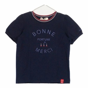 サイズ140 キッズ pomponette ポンポネット 半袖Tシャツ カットソー ネイビー 安い お買い得 丸首 刺? トリコロールカラー カジュアル