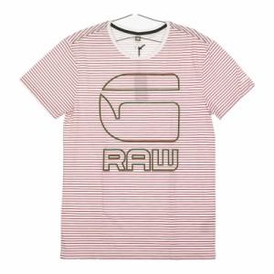 サイズM メンズ G-STAR RAW ジースターロー 半袖Tシャツ カットソー レッド 新古品 安い お買い得 丸首 チェック柄 ロゴマーク オシャレ