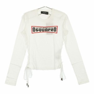 サイズXS レディース DSQUARED2 ディースクエアード 長袖Tシャツ ロンT カットソー ホワイト 新古品 安い お買い得 ロゴマーク オシャレ