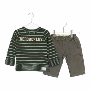 サイズ100 キッズ FITH WORKS フィスウォークス セットアップ グリーン 安い お買い得 長袖Tシャツ 半ズボン オシャレ カッコいい