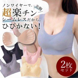 【3太郎の日限定★20%OFFクーポン】シームレスブラ 2枚セット 育乳 ナイトブラ ハーフトップ カップ付き 夜用 ブラ シームレスブラ 楽ブ