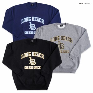 S.O.G APPAREL トレーナー スウェット クルーネック 長袖 ロングスリーブ ロングビーチ LONG BEACH  ロゴ