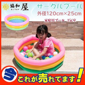 サークルプール キッズプール 120cm 円型 家庭用 子供用 ベビープール 水遊び 3気室 家庭用プール ビニールプール かわいい