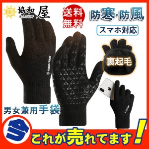 送料無料 アウトドアグローブ 手袋 スマホ対応 ニット メンズ レディース 裏起毛 スポーツ 秋冬 防寒 防風 保温 伸縮性 自転車 通勤 通学